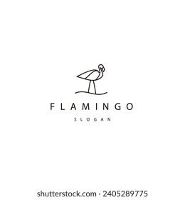 Plantilla de diseño de logotipo de arte de línea Flamingo