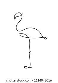 Flamingo line drawing logo, icon, label. Decorative element. in trendy outline style.