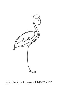 Flamingo line drawing logo, icon, label. Decorative element. in trendy outline style.