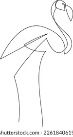 Flamingo line drawing logo, icon, label. Decorative element. in trendy outline style. Vector illustration.