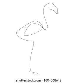 Flamingo line drawing vector illustration
