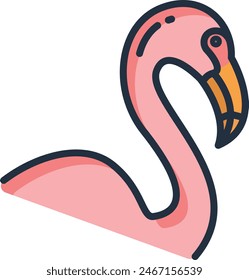 Flamingo linear color vector illustration