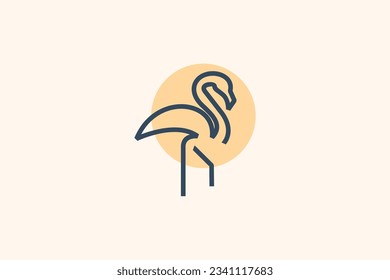 diseño del logotipo de la plantilla de vectores de linearato de flamingo
