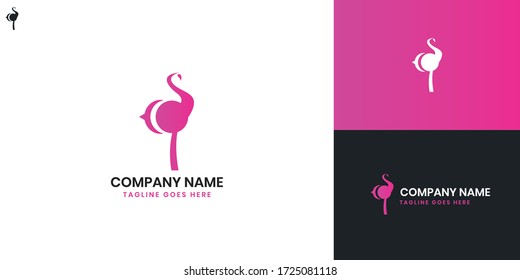 Flamingo Logo - All elements on this template are editable with vector software