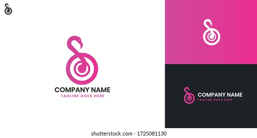 Flamingo Logo - All elements on this template are editable with vector software