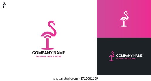 Flamingo Logo - All elements on this template are editable with vector software