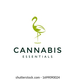 flamingo logo with cannabis leaf