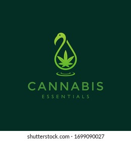 flamingo logo with cannabis leaf