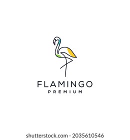 Flamingo logo concept design. line art vector illustration