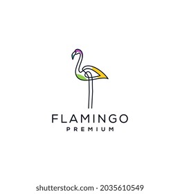 Flamingo Logo Konzept Design. Zeilenkartenvektorgrafik