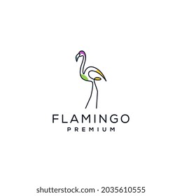 Flamingo Logo Konzept Design. Zeilenkartenvektorgrafik