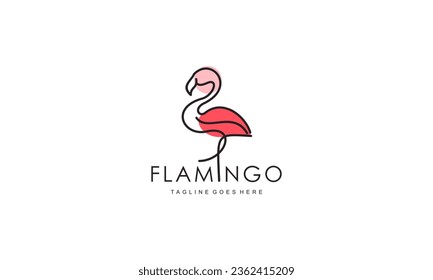Diseño del logo de Flamingo. Ilustración vectorial de línea