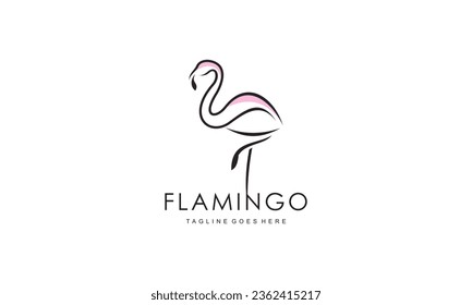 Diseño del logo de Flamingo. Ilustración vectorial de línea