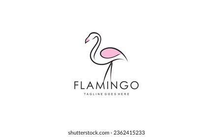 Diseño del logo de Flamingo. Ilustración vectorial de línea