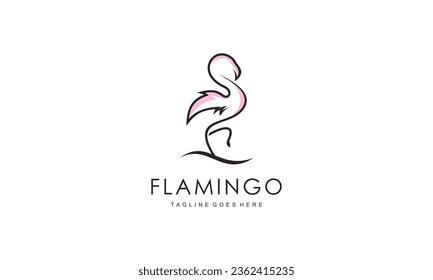 Diseño del logo de Flamingo. Ilustración vectorial de línea