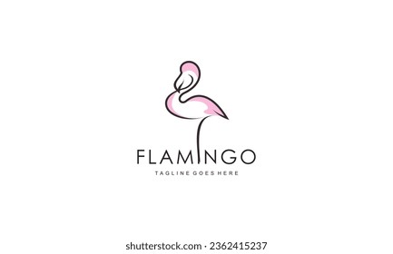 Diseño del logo de Flamingo. Ilustración vectorial de línea