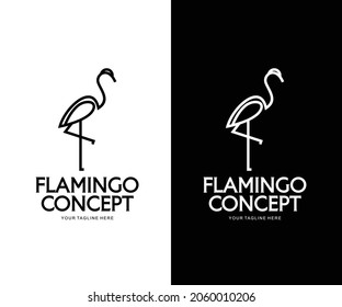 Flamingo Logo Concept With Line Art Style For Your Brand and Your Company