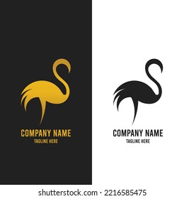 Flamingo logo design Icon. Vector design icon logo template. Golden shapes and abstract symbols