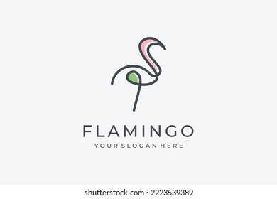 diseño del logotipo de flamingo. estilo lineal