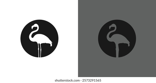 Flamingo Logo Design Silhouette Vector