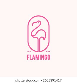 Flamingo logo design template. Linear graphic style. Vector illustration.