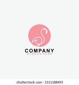 Flamingo Logo Design Vector Template. Isolated In Pink Colour. Vector Illustration