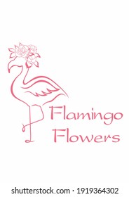 Tarjeta de diseño de vectores con logotipo Flamingo Flowers 