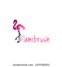 flamingo logo gradation color with brush stroke
