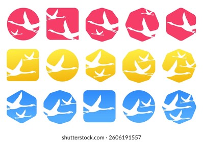 Flamingo Logo and Icon Bundle.  Set of templates, emblems, and graphic icons. Perfect for t-shirt designs, resort branding, travel flyers, and pool party decorations