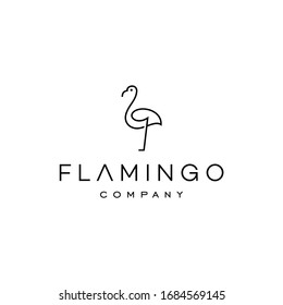 Flamingo Logo Icon In Trendy Minimal Line Linear Style