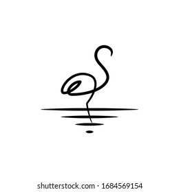 flamingo logo icon in trendy minimal line linear style