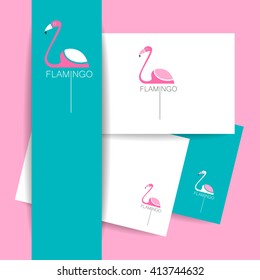 Flamingo logo. Identity presentation template. Flamingo illustration idea for logo, emblem, symbol, icon. Vector illustration.