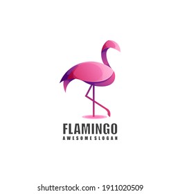 Placa de diseño de vectores coloridos con el logotipo Flamingo