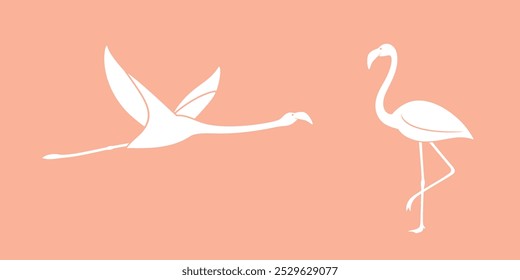 Logo de Flamingo. Flamenco aislado sobre fondo rosa