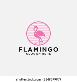 Logo de Flamingo con estilo de línea bello flamingo arte animal ilustración de diseño para negocios