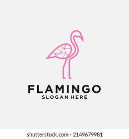 Logo de Flamingo con estilo de línea bello flamingo arte animal ilustración de diseño para negocios