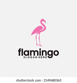 Flamingo logo with line style beautiful flamingo animal art logo design illustration for business