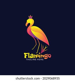 Flamingo logo in modern color for t-shirt design and brand name