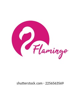 flamingo logo with pink color, animal art logo design illustration flamingo logo, vector template