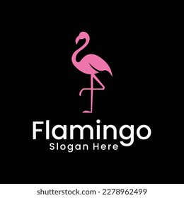 flamingo logo with pink color, animal art logo design illustration flamingo logo, vector template