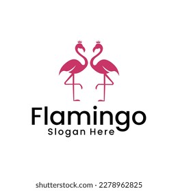 flamingo logo with pink color, animal art logo design illustration flamingo logo, vector template