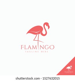 Flamingo logo with simple silhouette style art concept idea