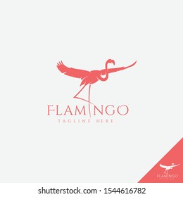 Flamingo logo with simple silhouette style art concept idea