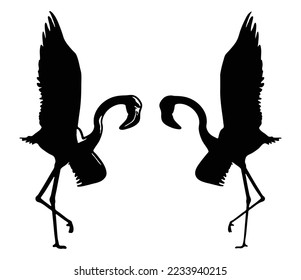 flamingo logo with standing on one leg with open wings silhouette.
