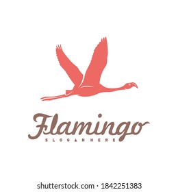 Plantilla de logotipo de flamenco. Ilustración vectorial de pájaro, diseño creativo.