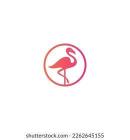 Ilustración del vector con logotipo de flamenco. Icono de animal