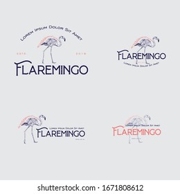 logo flamingo - ilustración vectorial, diseño de conjunto de emblemas