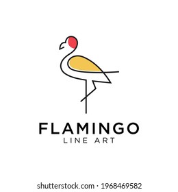 flamingo logo vector line outline monoline icon illustration