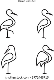 Flamingo logo vector line outline monoline icon illustration. One Line Art Heron Logo Template, heron icons set.