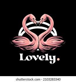 Vector premium de ilustraciones de amor de Flamingo